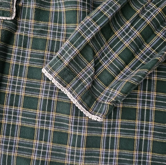 L.L. Bean Style Plaid Cotton Nightgown Green Flannel Cottagecore Sz L Cabin-core - Picture 10 of 12